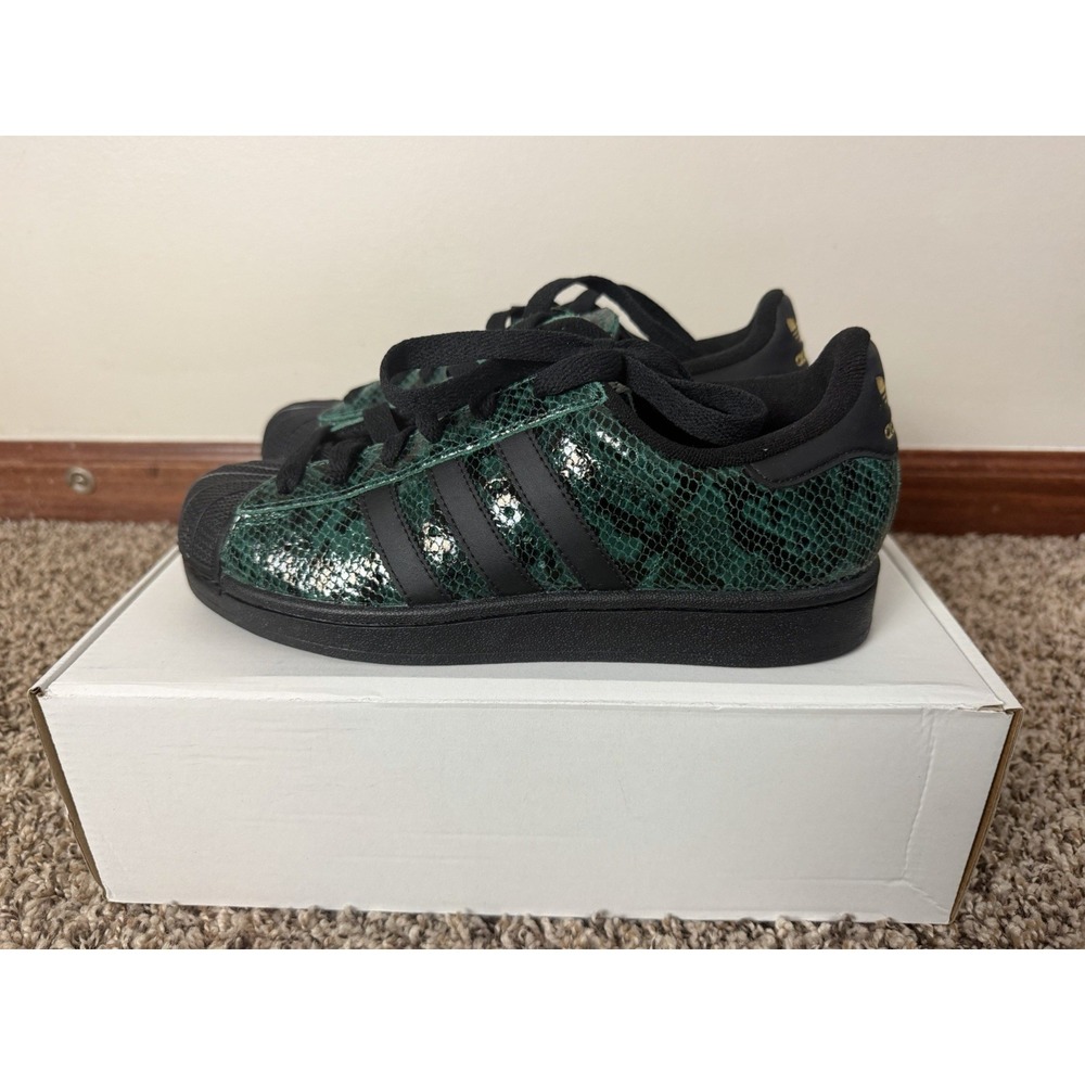 Adidas Originals Superstar II Women's Shoes Size 7.5 Green Snakeskin Sneaker NEW